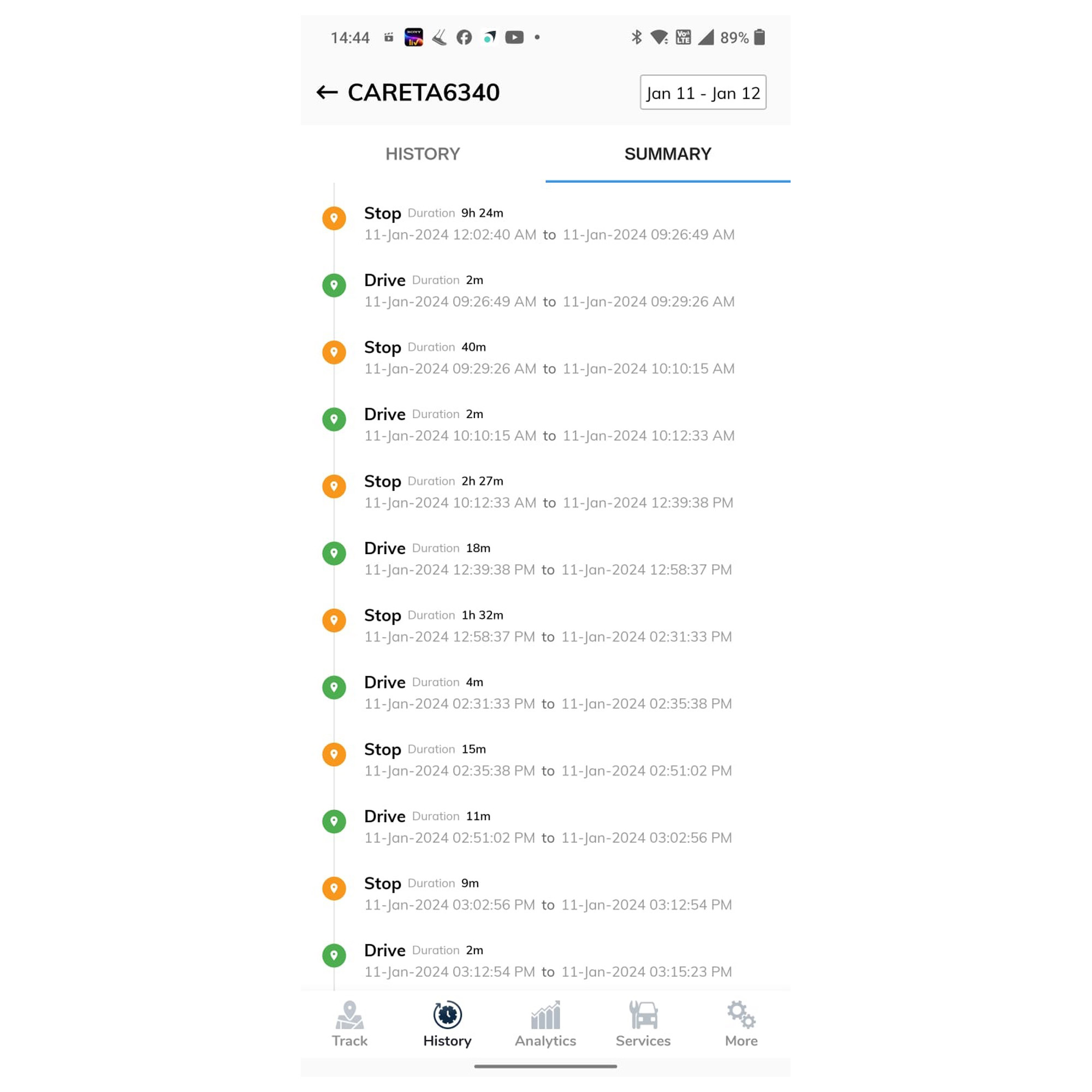 Waypoint Pro Wireless GPS Tracker History